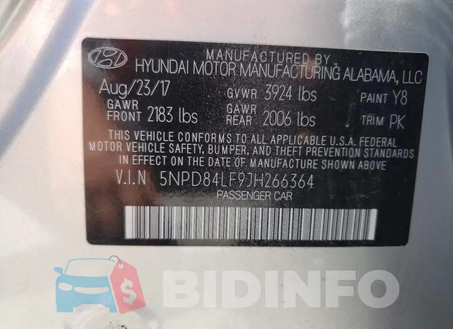 5NPD84LF9JH266364 Photo# 10