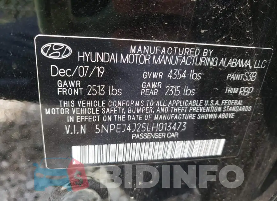5NPEJ4J25LH013473 Photo# 10