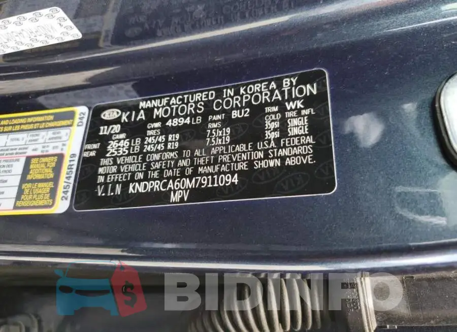 KNDPRCA60M7911094 Photo# 10