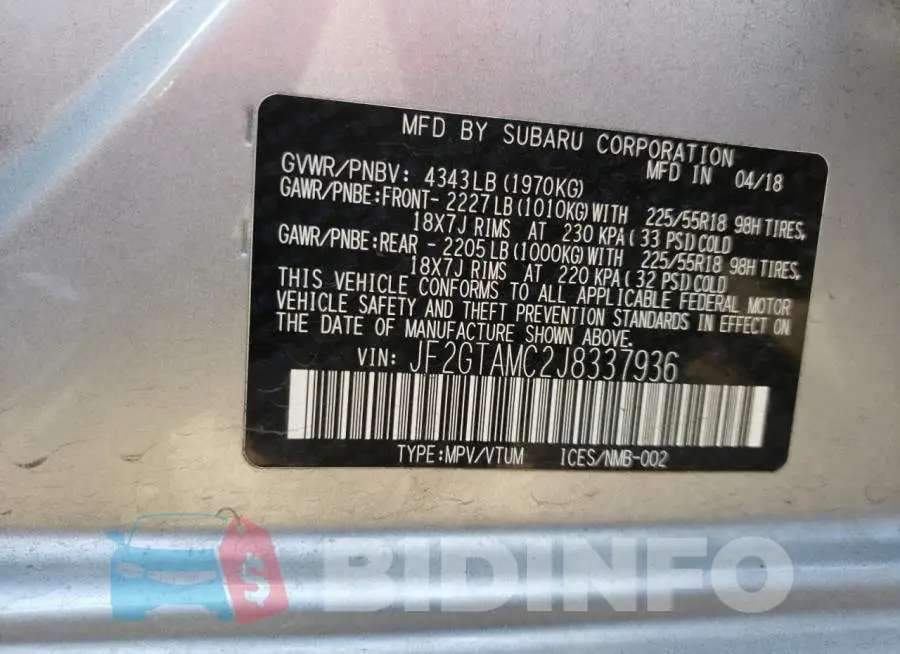 JF2GTAMC2J8337936 Photo# 10