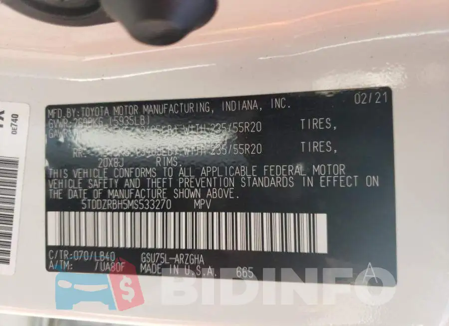 5TDDZRBH5MS533270 Photo# 10