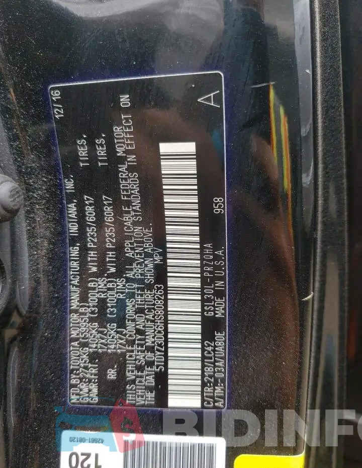 5TDYZ3DC6HS808263 Photo# 10