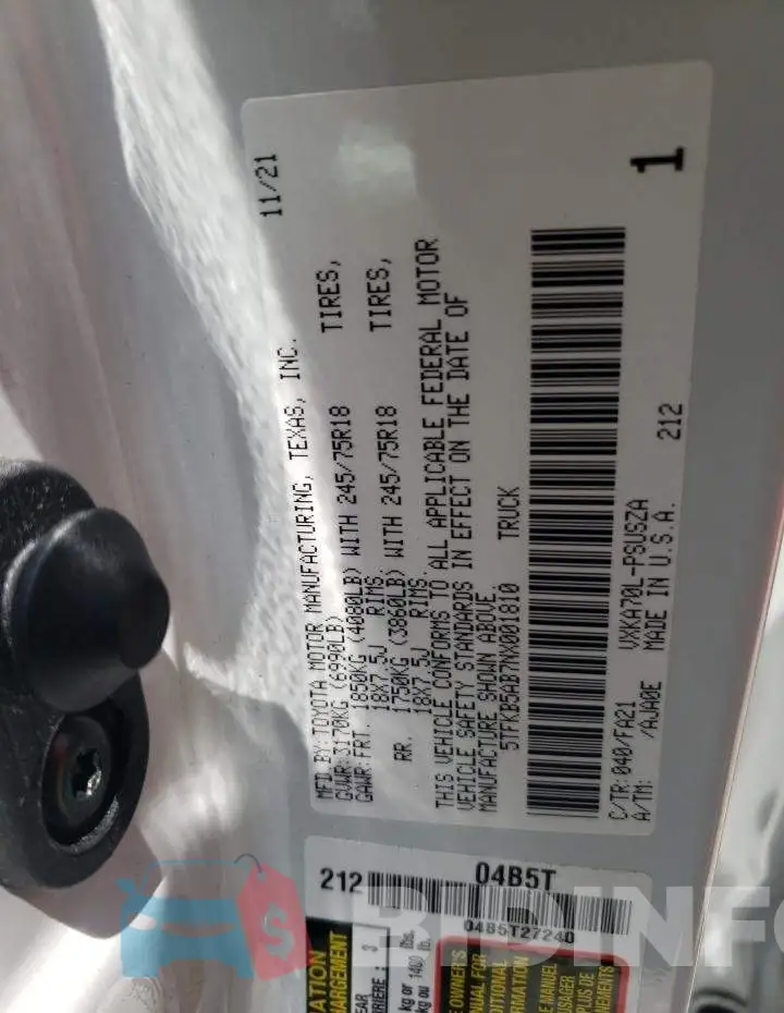 5TFKB5AB7NX001810 Photo# 10