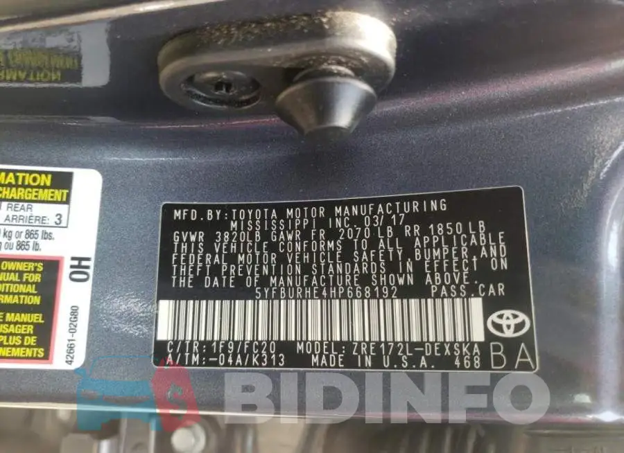 5YFBURHE4HP668192 Photo# 10