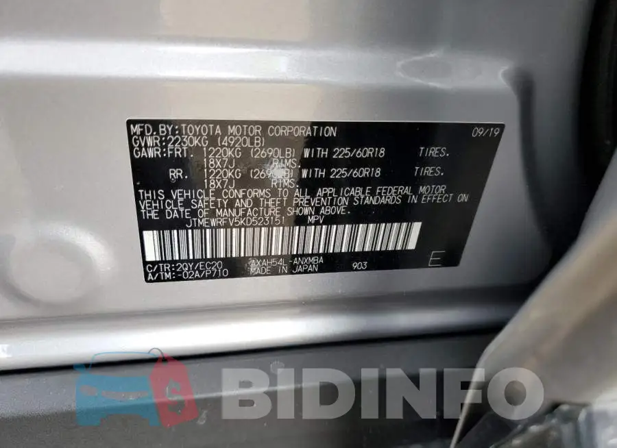 JTMEWRFV5KD523151 Photo# 10