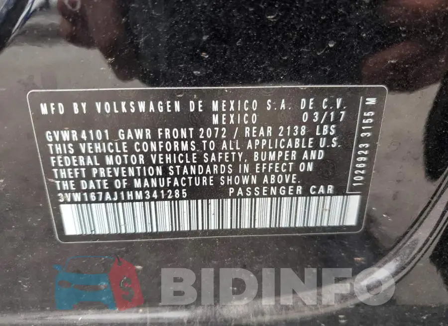 3VW167AJ1HM341285 Photo# 10