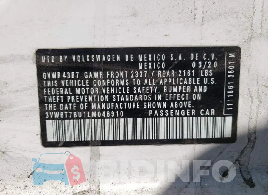 3VW6T7BU1LM048910 Photo# 10