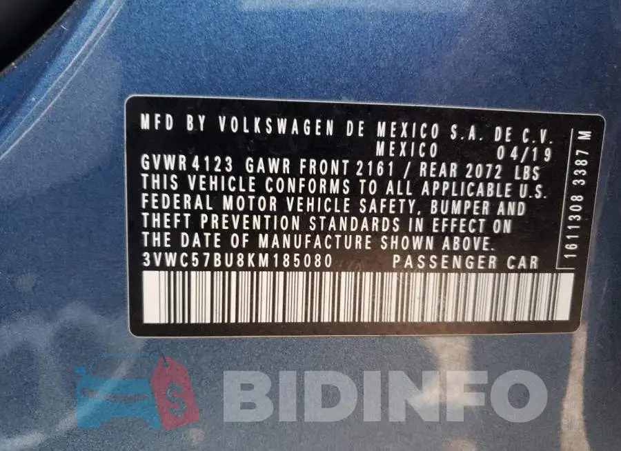 3VWC57BU8KM185080 Photo# 10