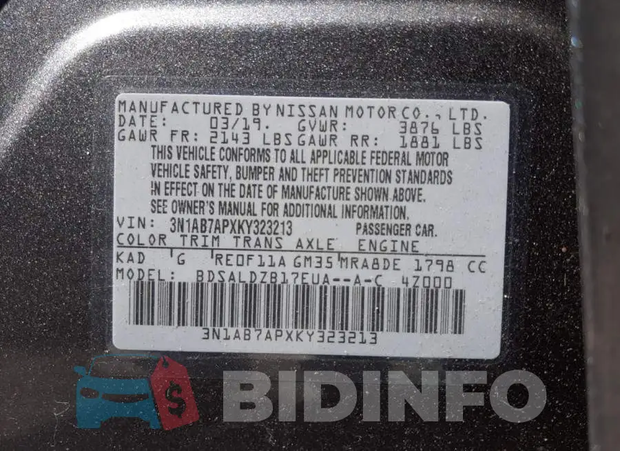 3N1AB7APXKY323213 Photo# 10