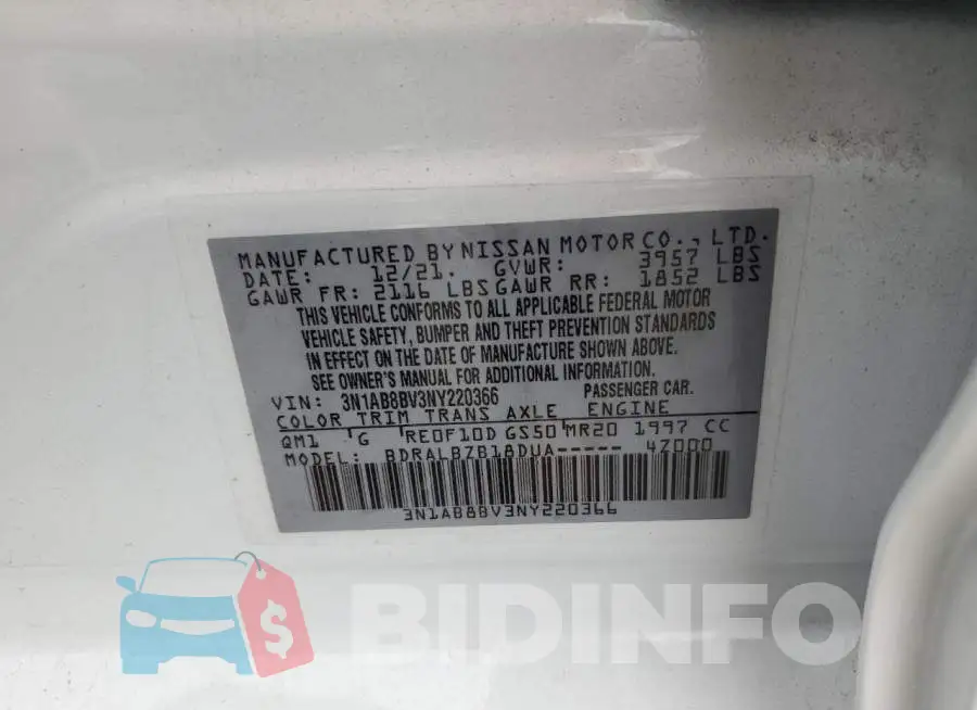 3N1AB8BV3NY220366 Photo# 10