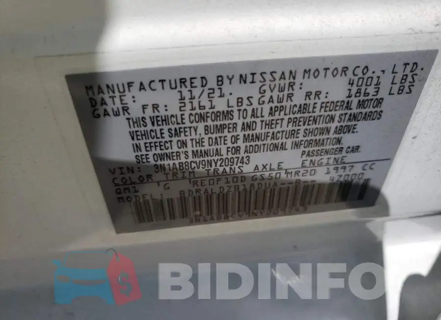3N1AB8CV9NY209743 Photo# 10