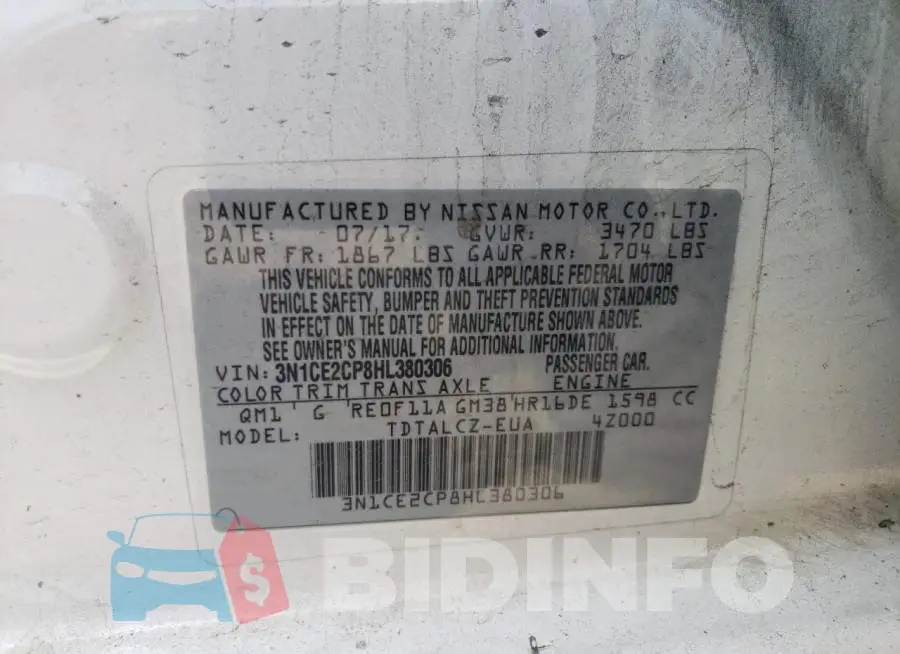 3N1CE2CP8HL380306 Photo# 10