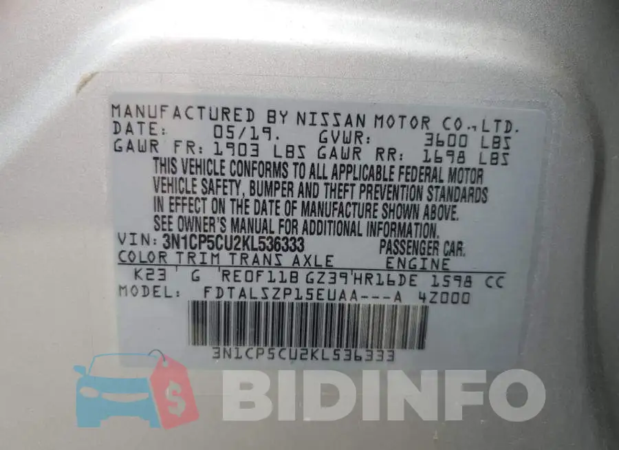 3N1CP5CU2KL536333 Photo# 10