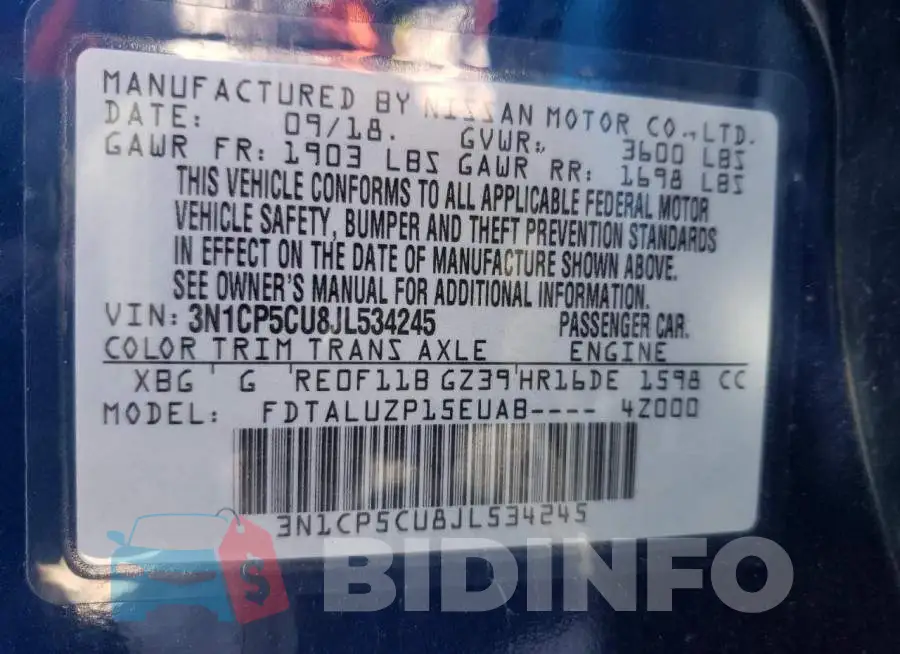 3N1CP5CU8JL534245 Photo# 10