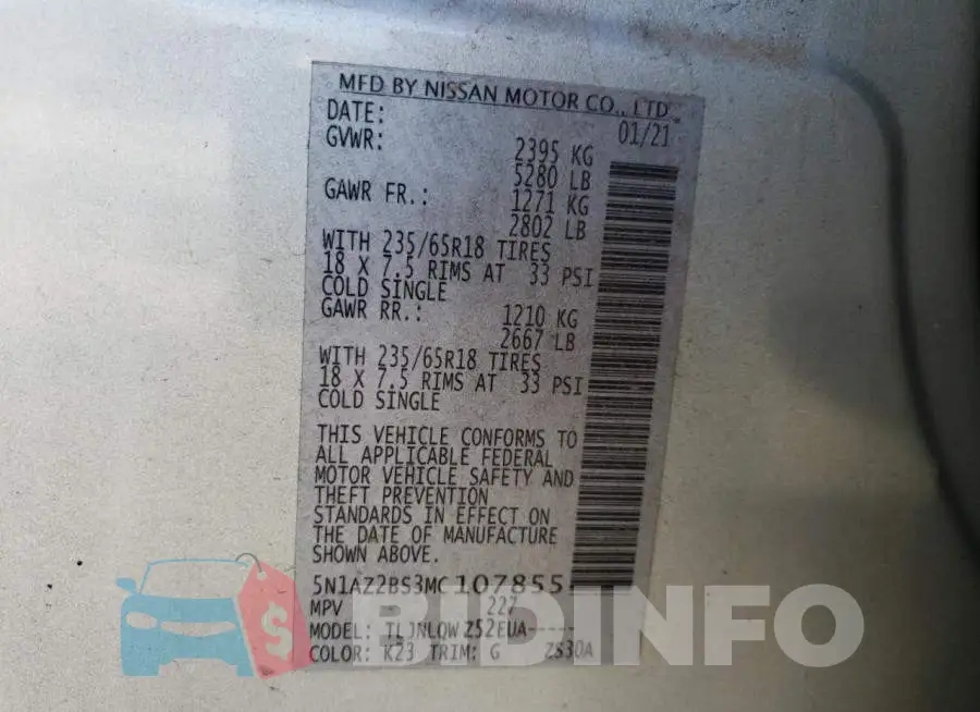 5N1AZ2BS3MC107855 Photo# 10