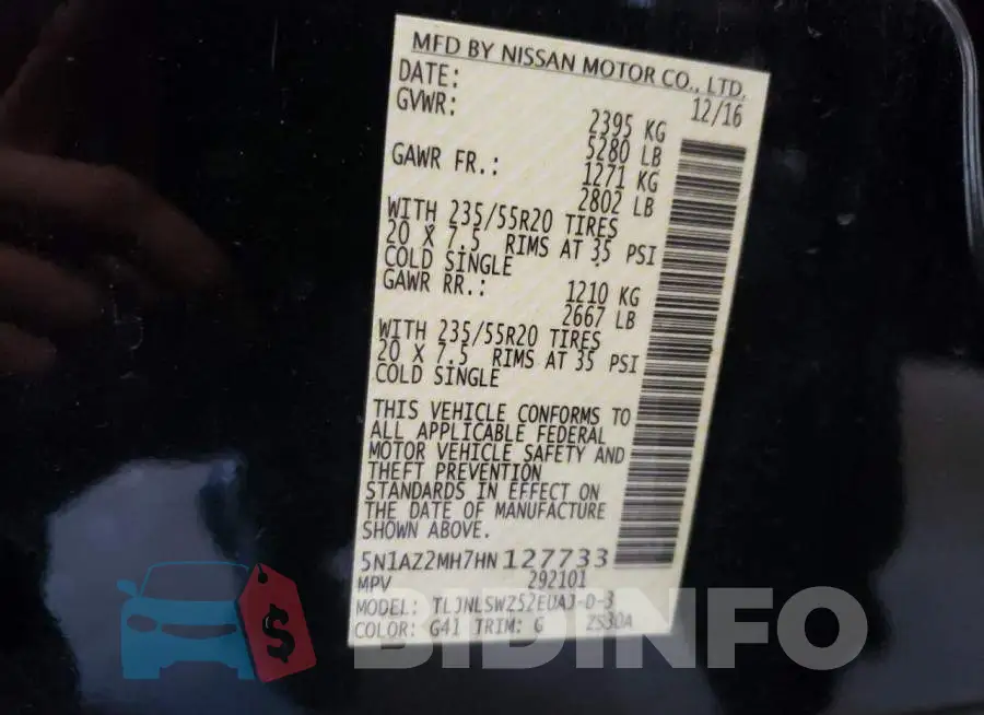 5N1AZ2MH7HN127733 Photo# 10