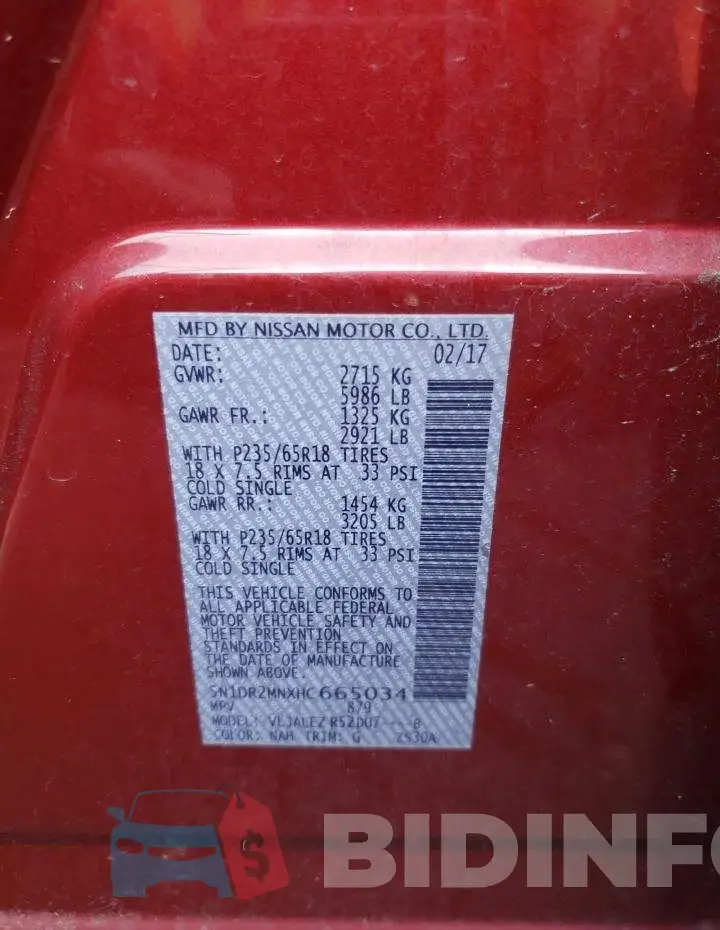 5N1DR2MNXHC665034 Photo# 10