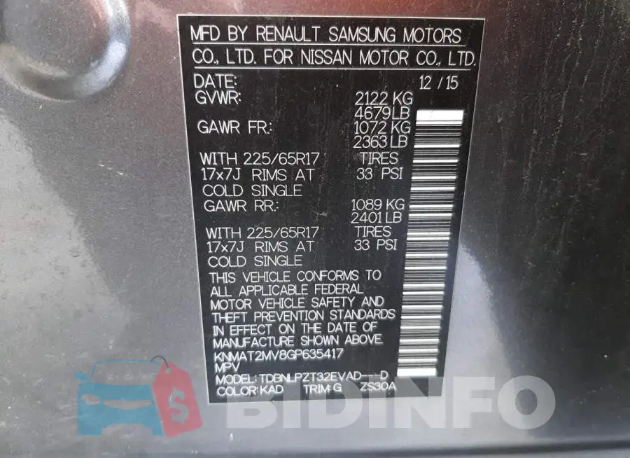 KNMAT2MV8GP635417 Photo# 10
