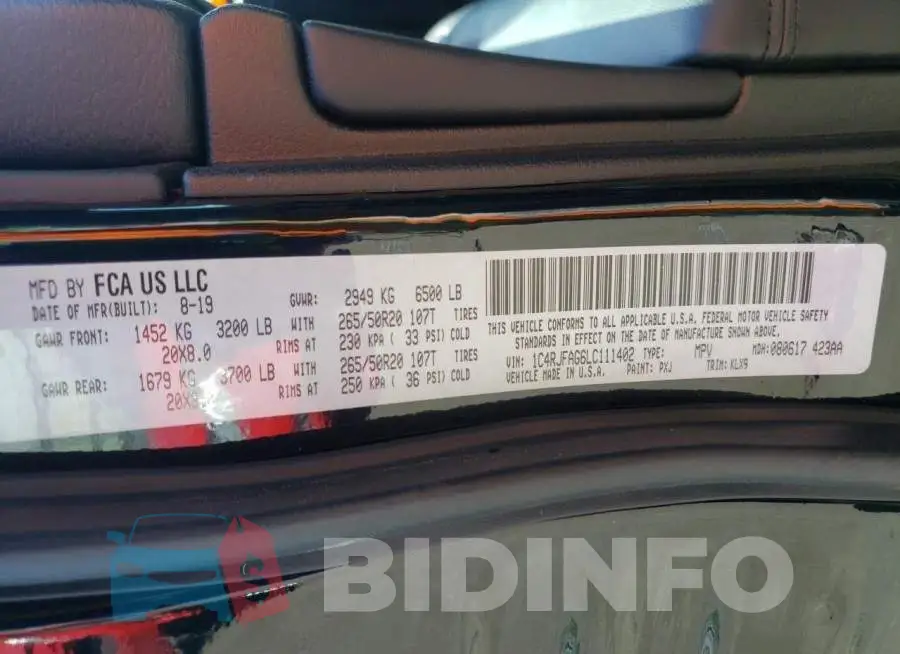 1C4RJFAG6LC111402 Photo# 10