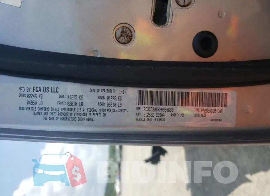 2C3CDZAGXHH560668 Photo# 10