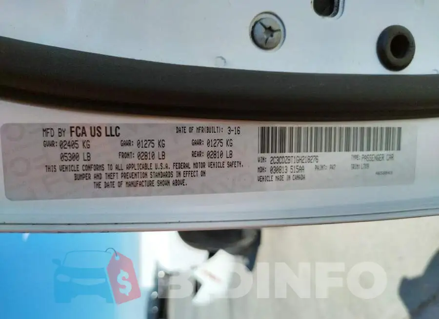 2C3CDZBT1GH218276 Photo# 10