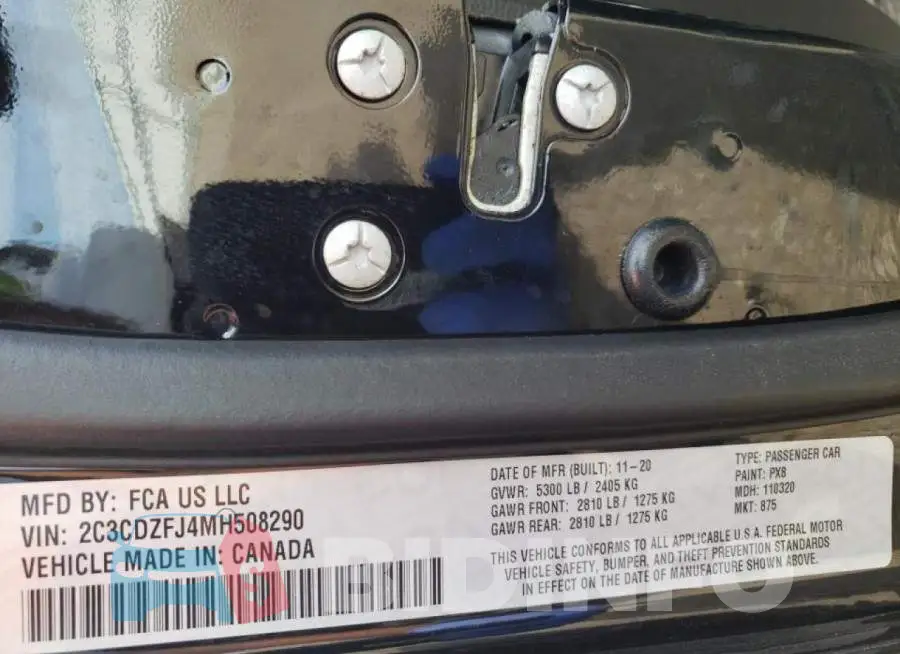 2C3CDZFJ4MH508290 Photo# 10