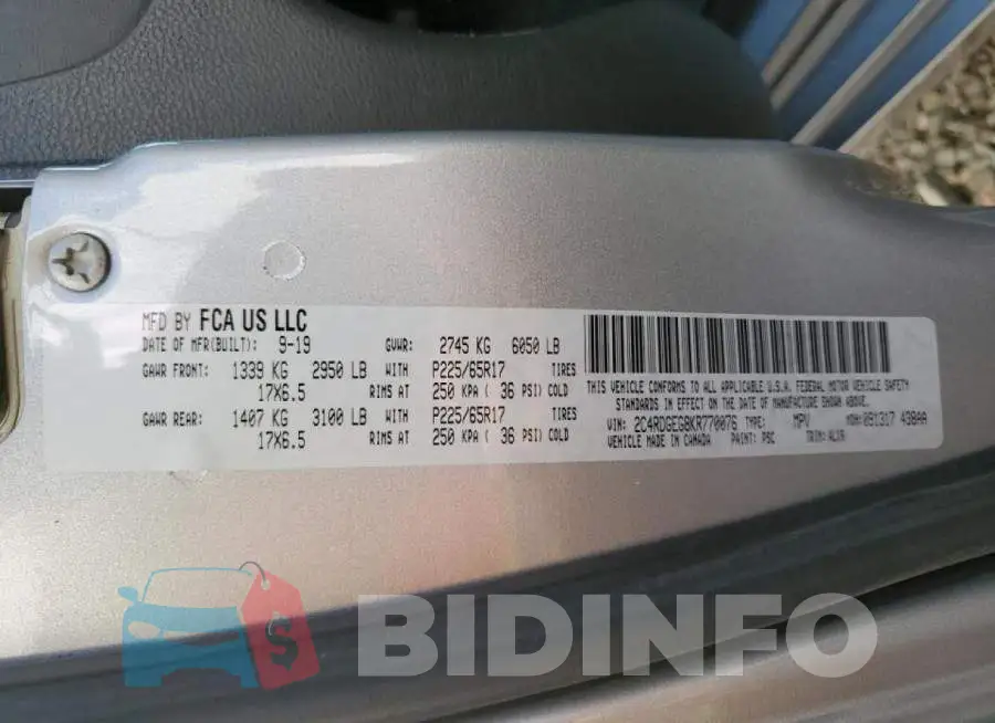 2C4RDGEG8KR770076 Photo# 10