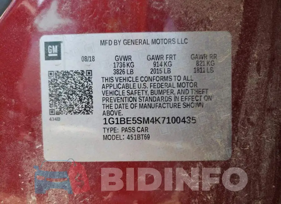 1G1BE5SM4K7100435 Photo# 10