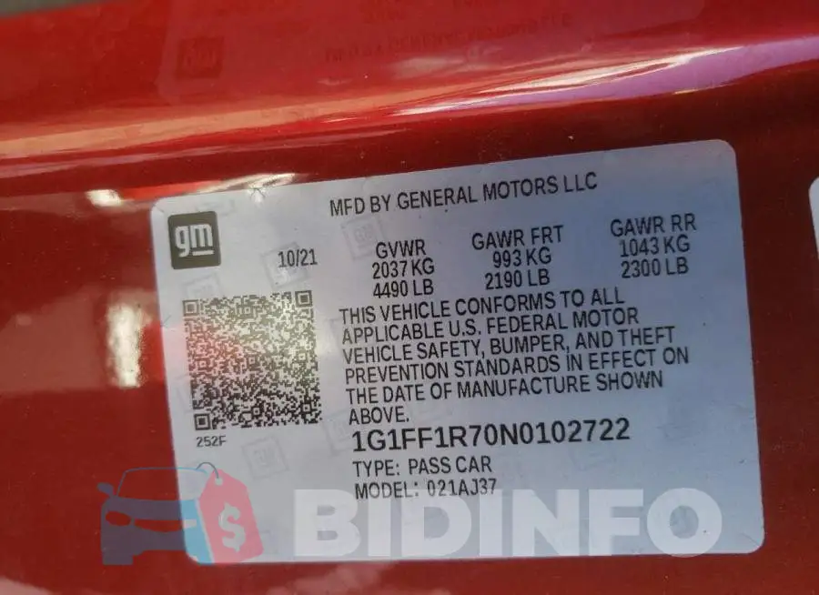 1G1FF1R70N0102722 Photo# 10