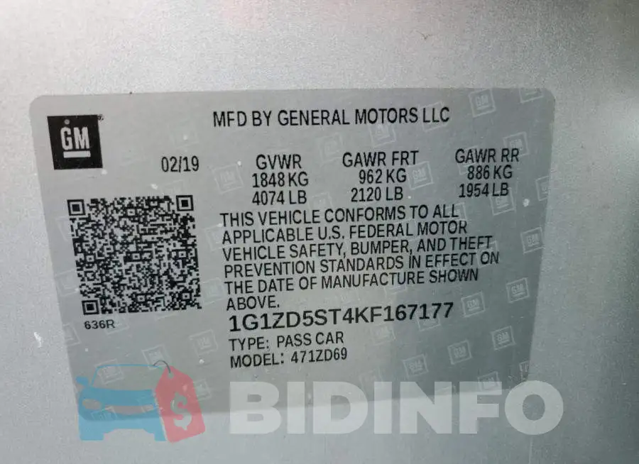1G1ZD5ST4KF167177 Photo# 10