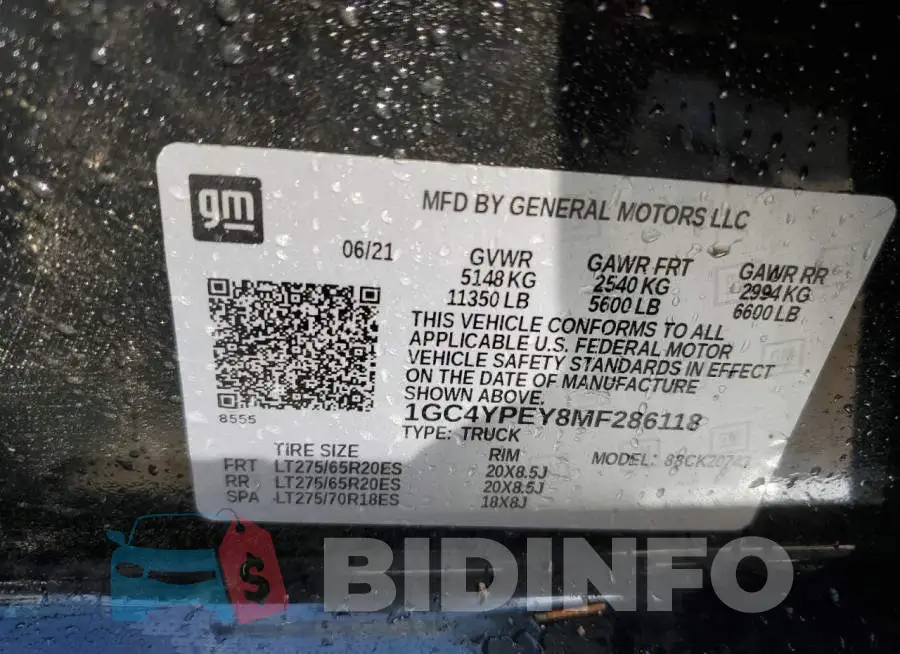 1GC4YPEY8MF286118 Photo# 10