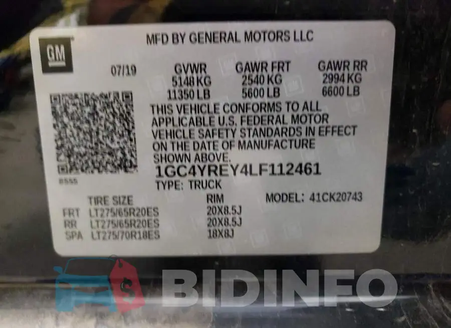1GC4YREY4LF112461 Photo# 10