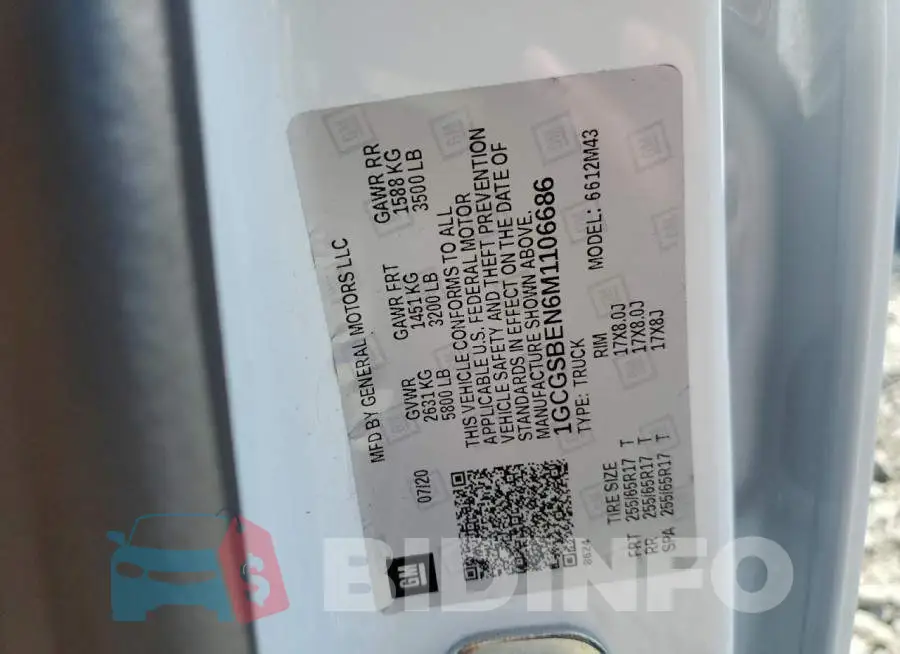 1GCGSBEN6M1106686 Photo# 10