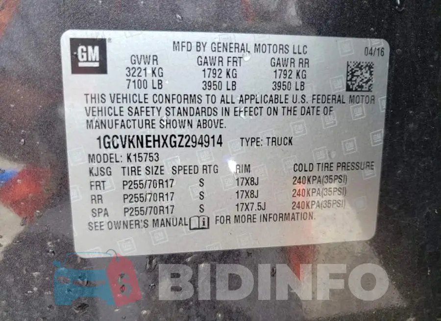 1GCVKNEHXGZ294914 Photo# 10