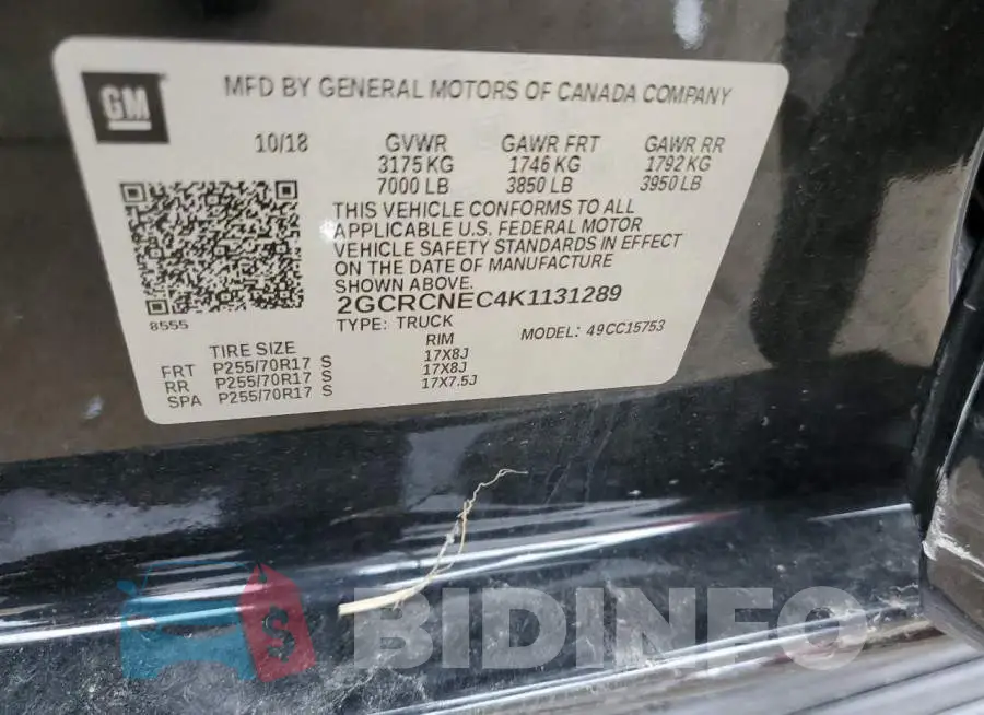 2GCRCNEC4K1131289 Photo# 10
