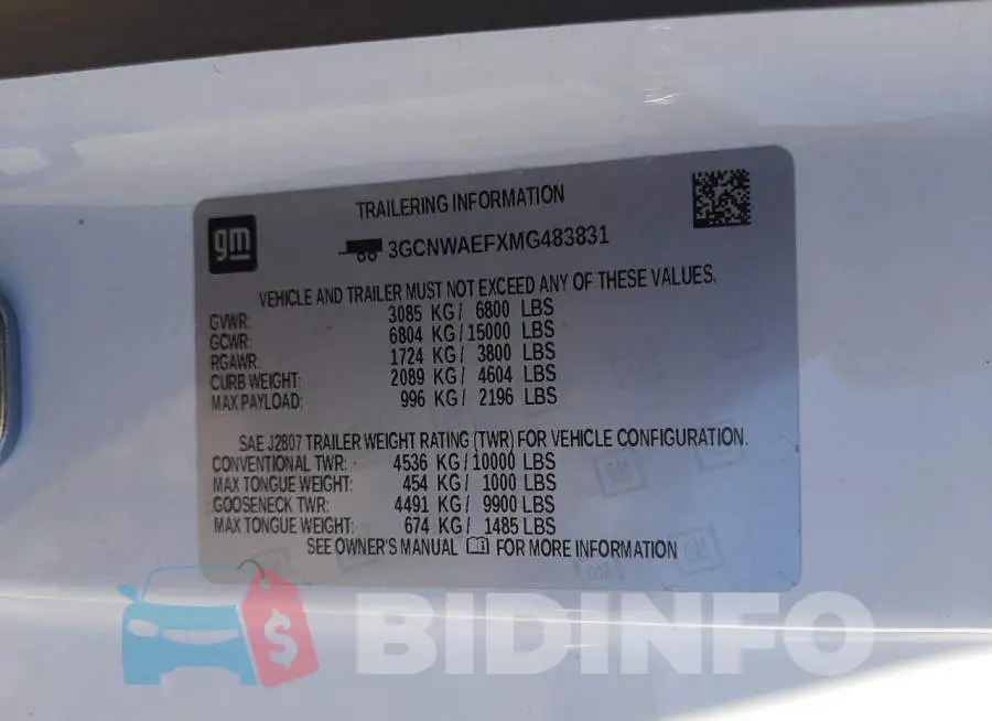 3GCNWAEFXMG483831 Photo# 10