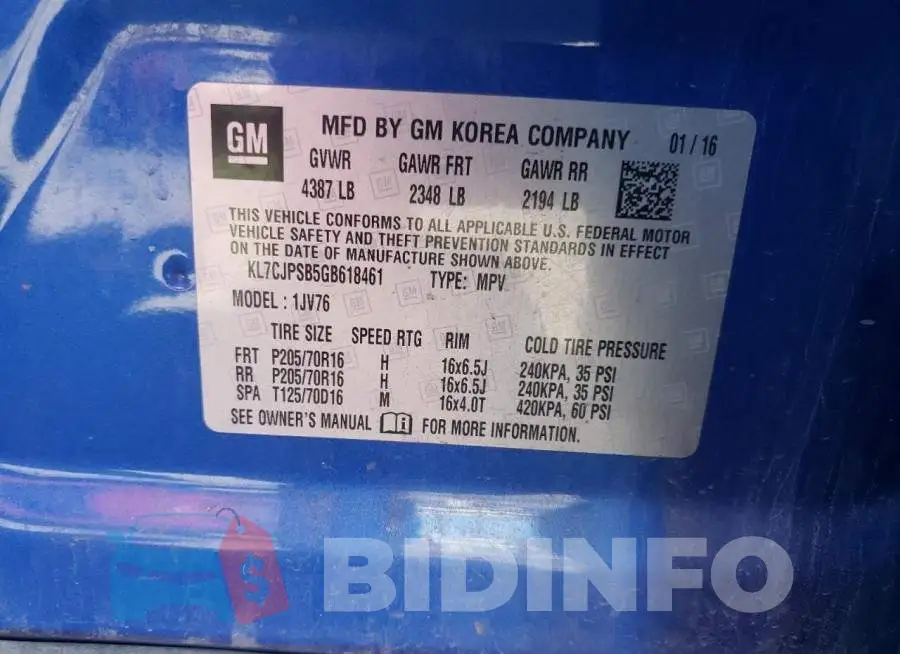 KL7CJPSB5GB618461 Photo# 10