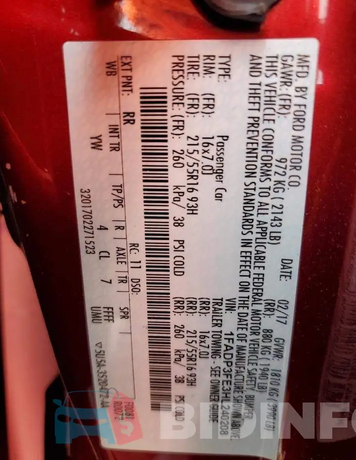 1FADP3FE3HL240208 Photo# 10