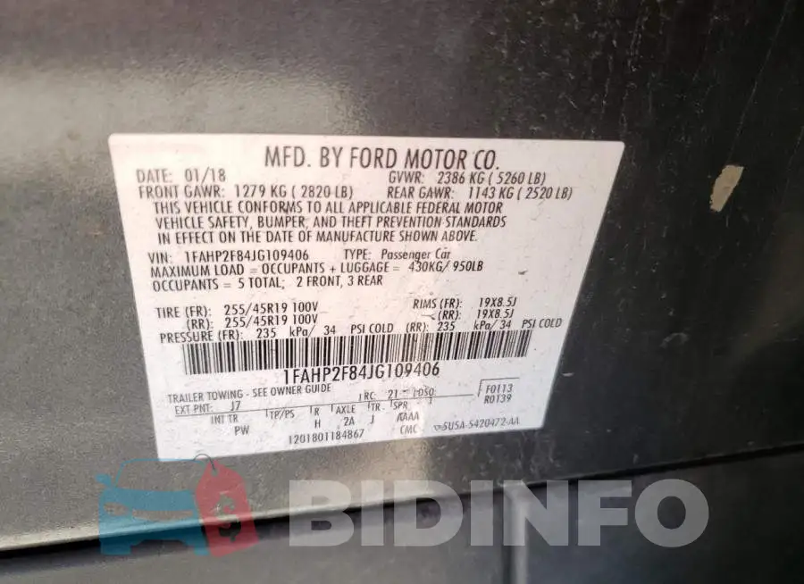 1FAHP2F84JG109406 Photo# 10
