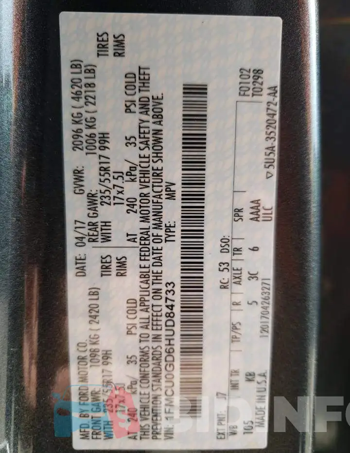 1FMCU0GD6HUD84733 Photo# 10