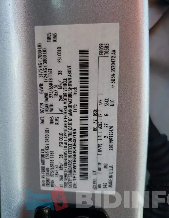 1FTEW1E56KKE40195 Photo# 10