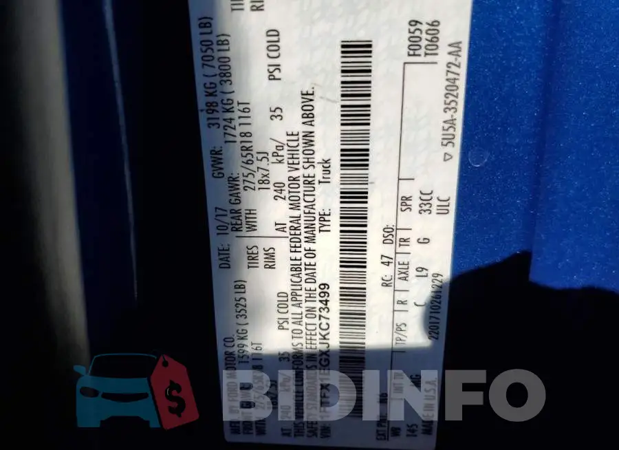 1FTFX1EGXJKC73499 Photo# 10