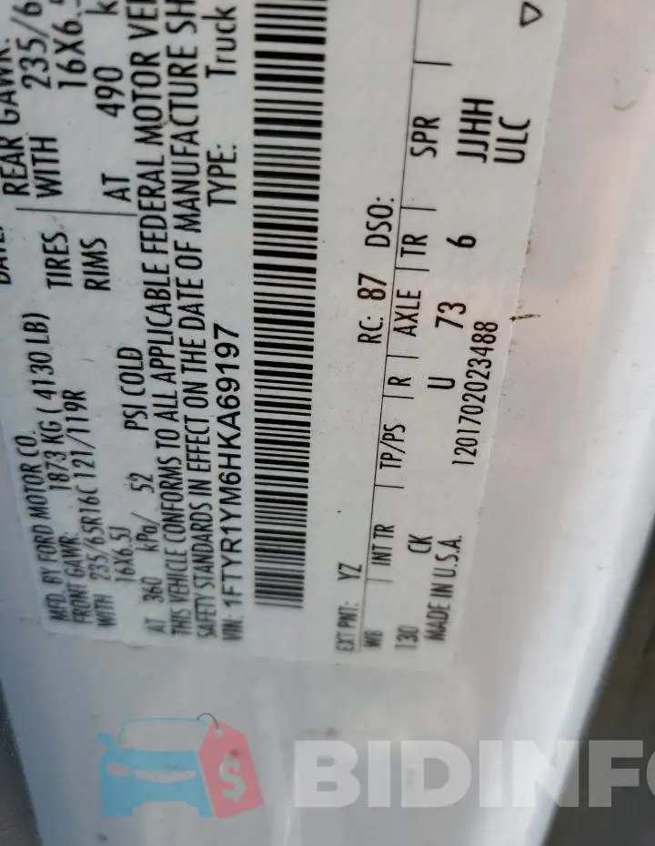 1FTYR1YM6HKA69197 Photo# 10