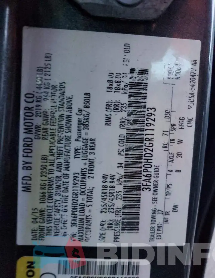 3FA6P0HD2GR119293 Photo# 10