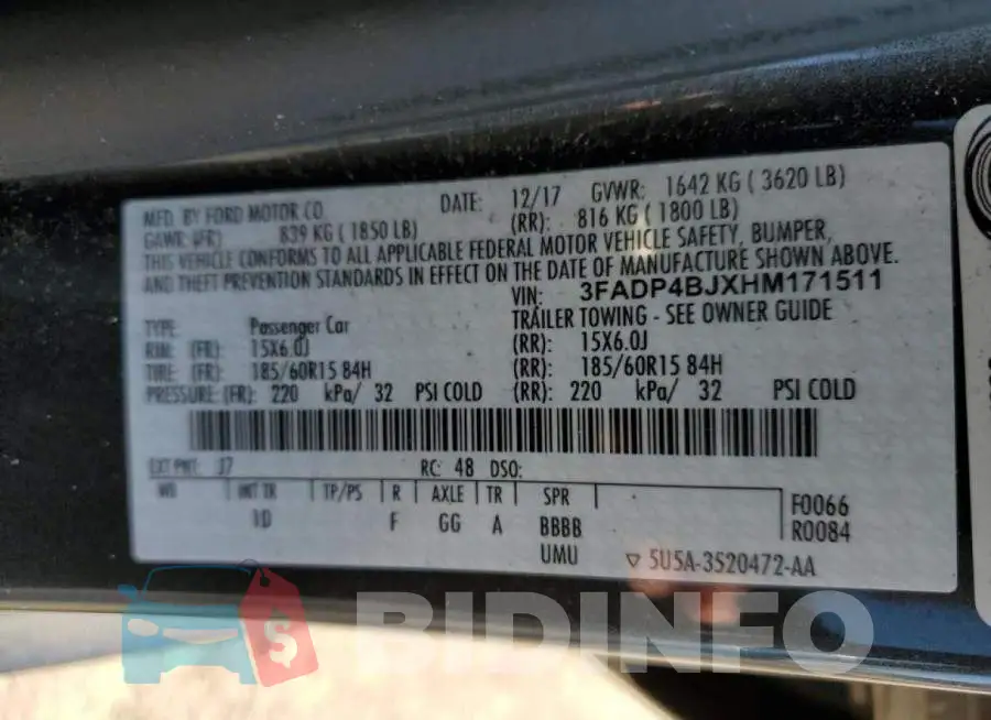 3FADP4BJXHM171511 Photo# 10