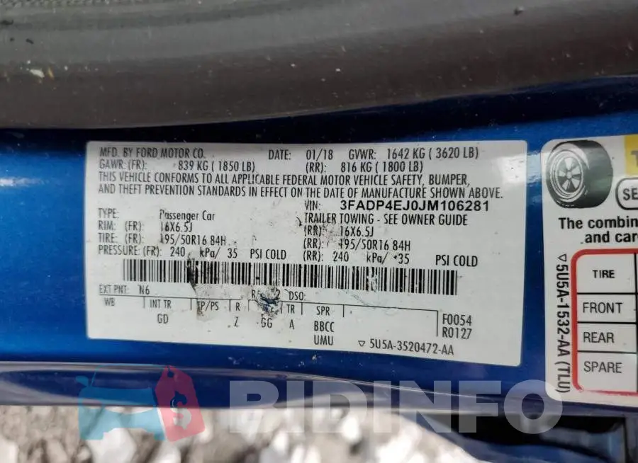 3FADP4EJ0JM106281 Photo# 10