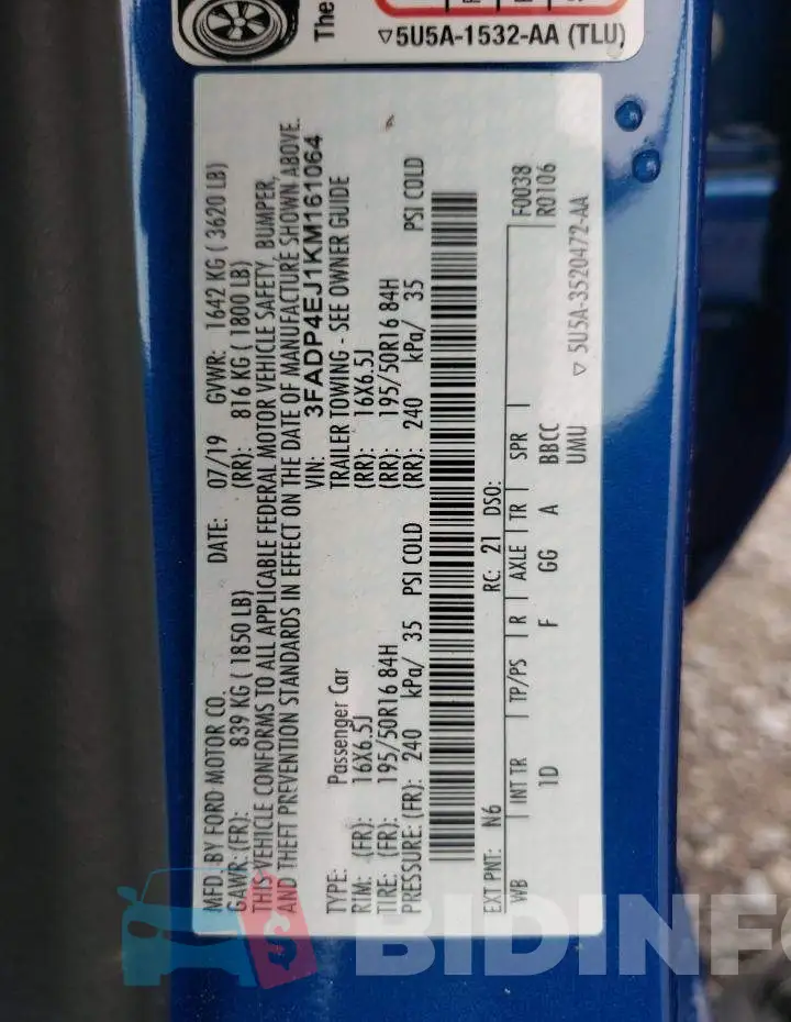 3FADP4EJ1KM161064 Photo# 10