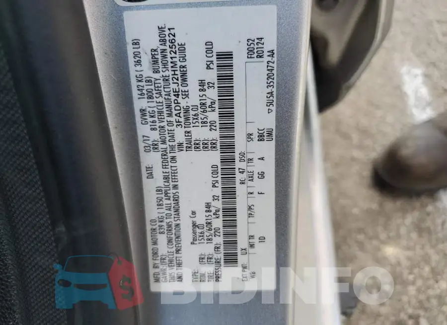 3FADP4EJ2HM125621 Photo# 10