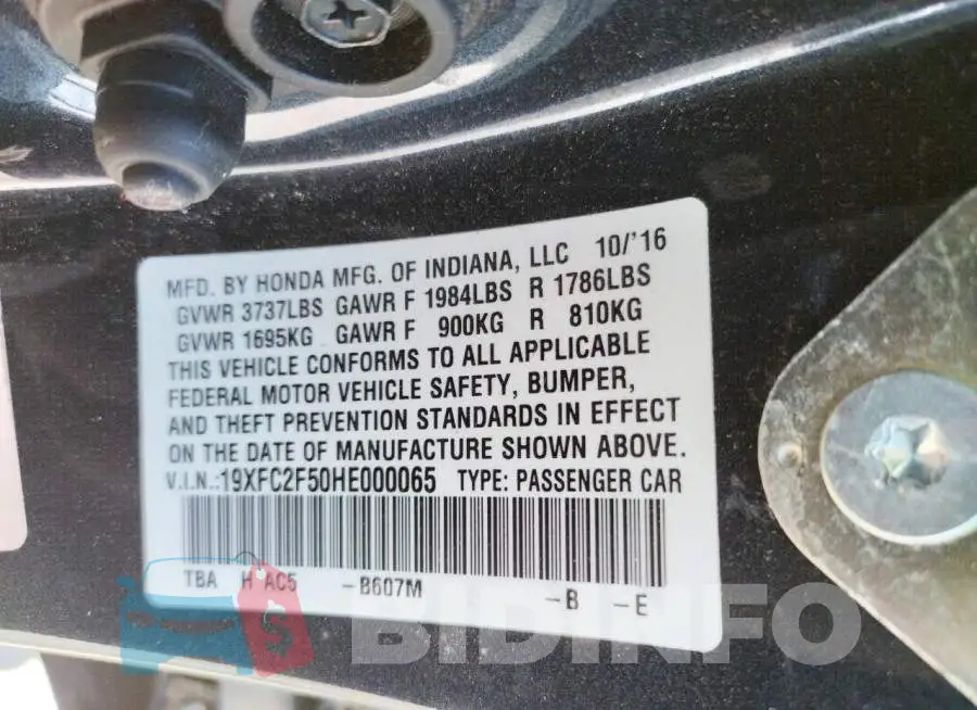 19XFC2F50HE000065 Photo# 10