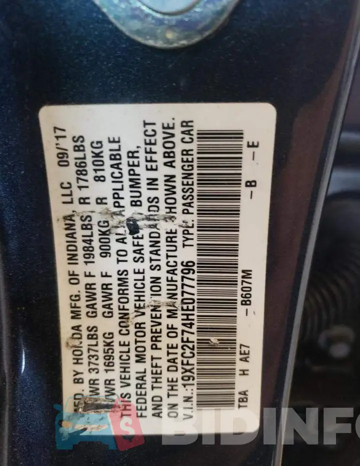 19XFC2F74HE077796 Photo# 10